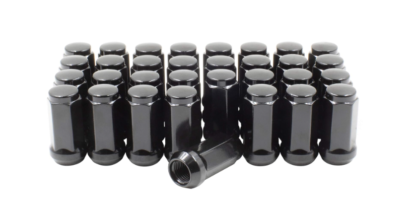 32x Black Bulge Acorn Lug Nuts 2" Inch Ford Dodge Ram Truck 1/2x20 Or 1/2 Inch