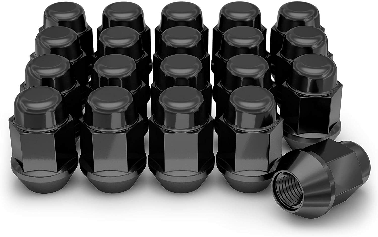 20pc Black Lug Nuts 14x1.5 Dodge Challenger Charger Hellcat Chevy Camaro SS ZL1