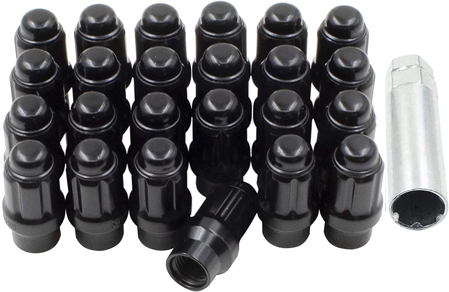 24x Black Extended Thread ET Lug Nuts Fits 2021 & Newer Ford Bronco 12x1.5 + Key