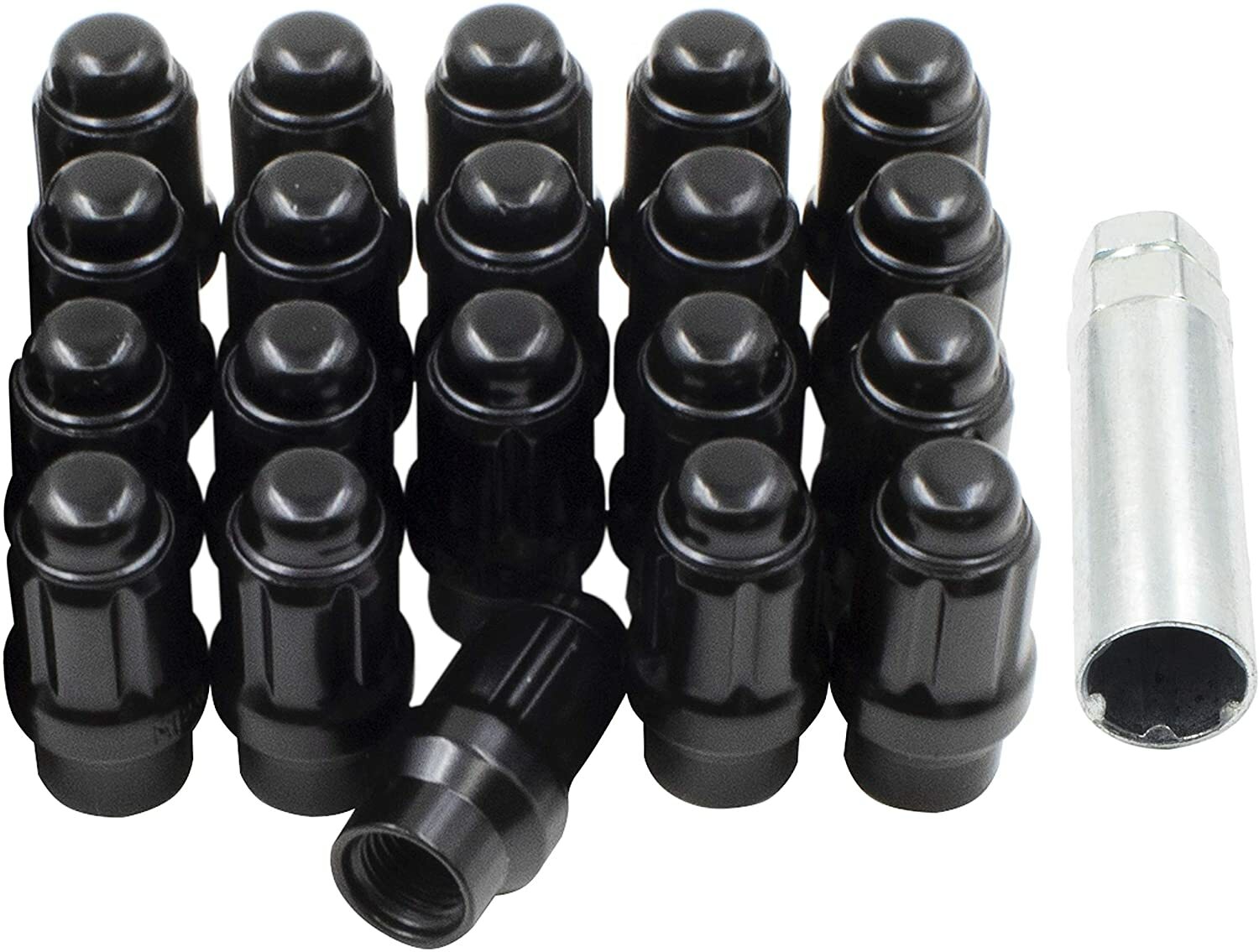 24x Black ET Spline Lug Nuts 12x1.5 Fits 2013-2022 Ford Ranger + Security Key