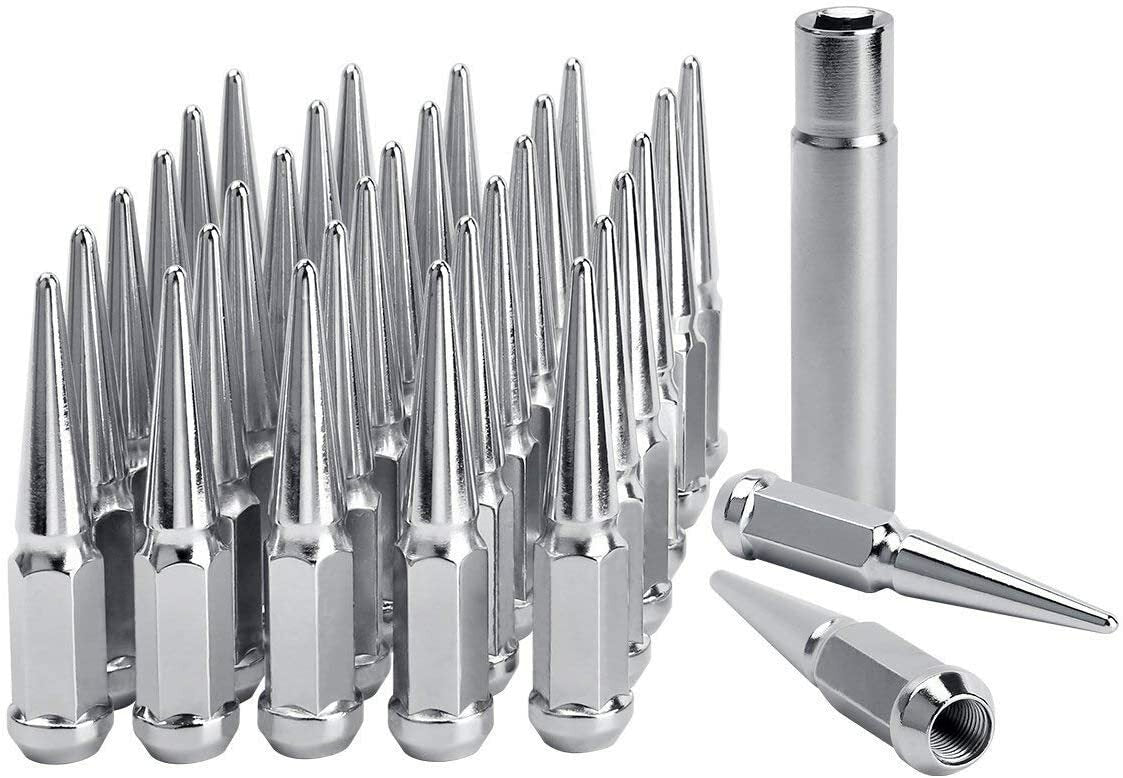 24x Chrome Spike Lug Nuts 14x1.5 Fits 2004-2023 Chevy Colorado Trucks