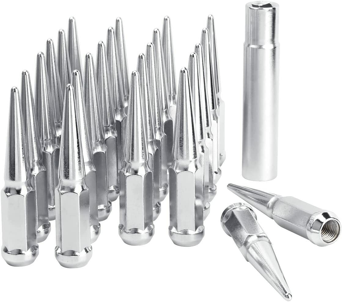 24x Chrome Spike Lug Nuts 14x1.5 2015-2021 Ford F-150 Raptor Lariat King Ranch