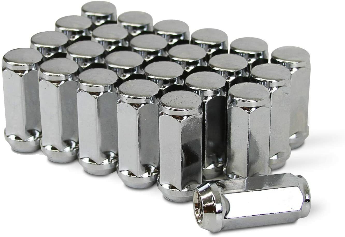 24pc Chrome 14x1.5 Acorn Lug Nuts 1.90" Tall Fits 2019 Ram 1500 & Newer