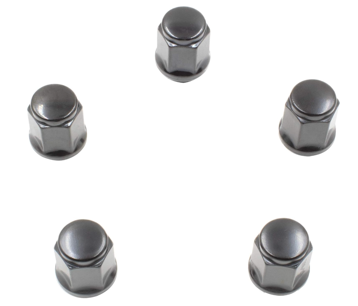 Black Bulge Acorn Lug Nuts 14x1.5 Wheel Nuts Closed End 1.38" Tall 3/4" Hex 5 pc