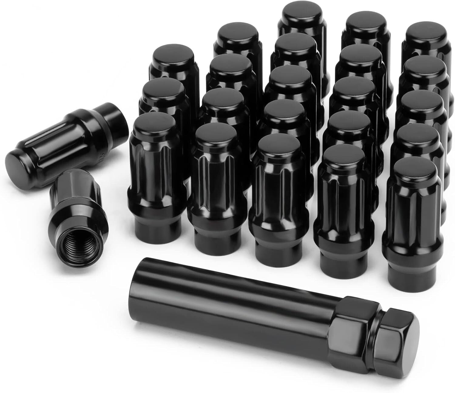 24 Black ET Spline Lug Nuts 14x1.5 Fits 2022+ Toyota Tundra 2024+ Toyota Tacoma