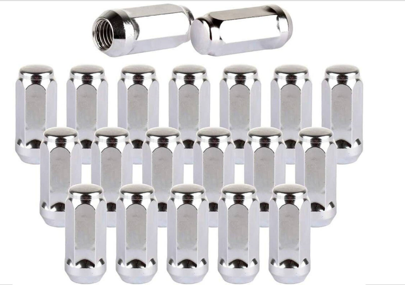 Chrome Bulge Acorn Lug Nuts 14x2 Fits Ford F-150 Expedition Navigator 3/4" Hex