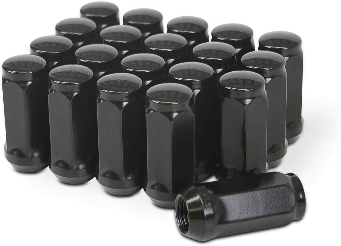 20x Black Lug Nuts 14x1.5 Fits 2015 & Newer Ford Mustang Roush GT Cobra 2" Tall