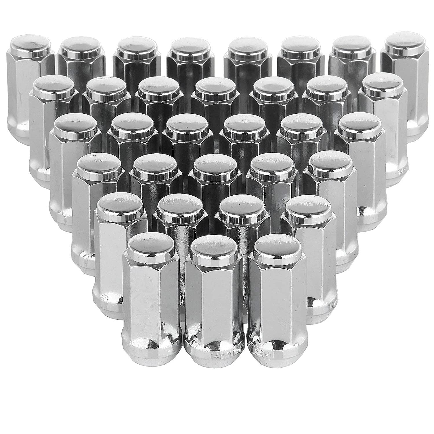32 Chrome Bulge Acorn Lug Nuts 9/16-18 2" Tall Fits 2003-11 Ram 2500 3500 3/4 HE