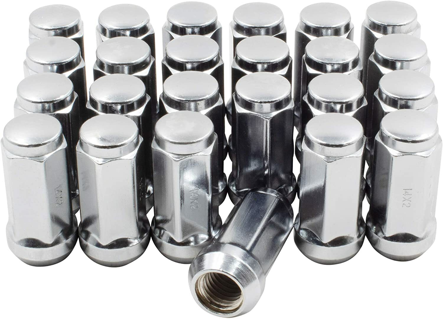 24 Chrome Closed End Bulge Acorn Lug Nuts 7/16-20 Chevy GMC 6 Lug K10 Blazer 2"