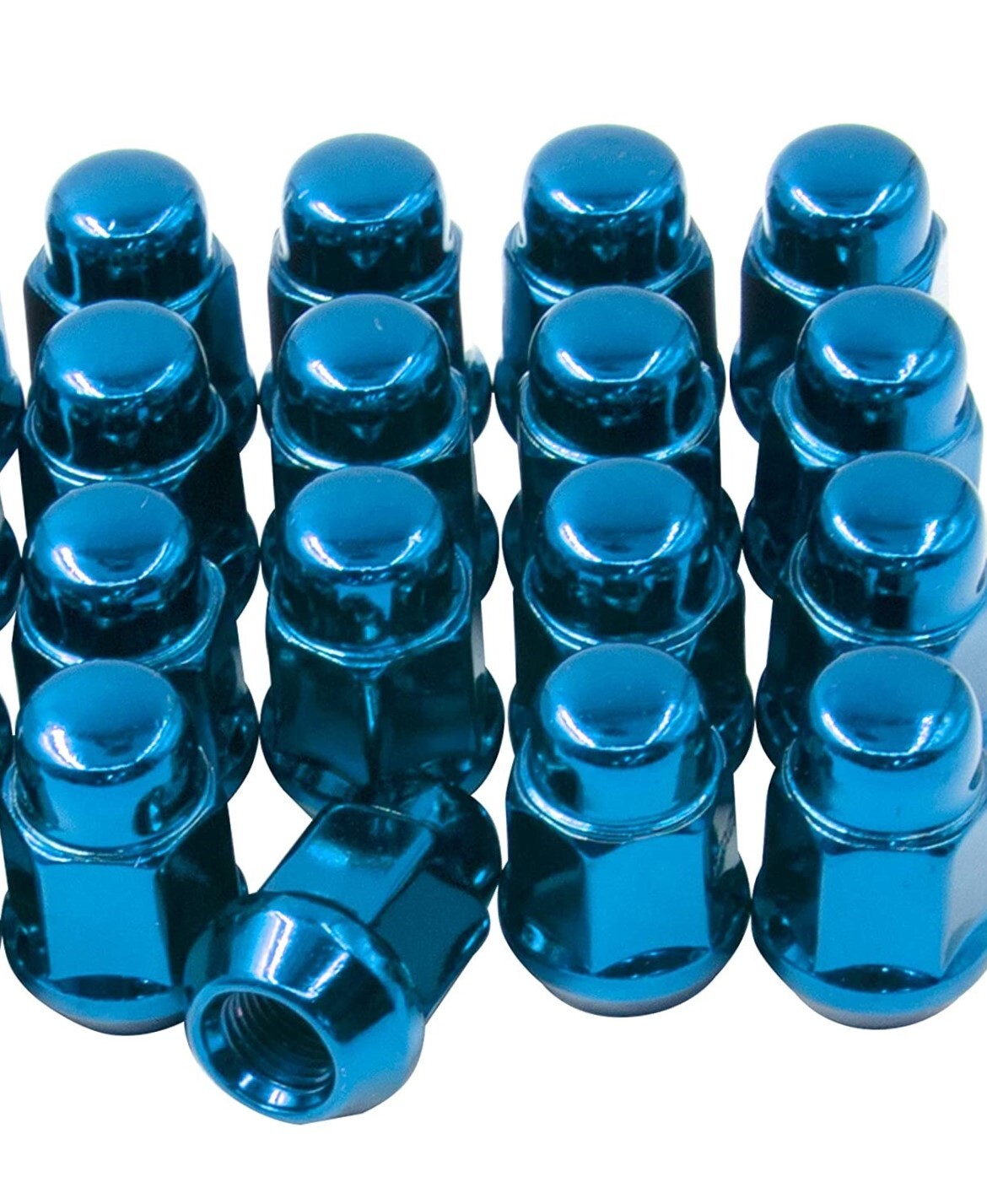 25 Blue Closed End Bulge Acorn Lug Nuts 7/16-20 3/4" Hex Firebird GTO Cutlass