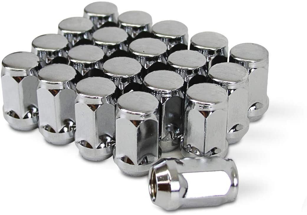 20 Chrome Bulge Acorn Lug Nuts 1.38" 12x1.5 Ford Fusion Focus Escape Lincoln 3/4