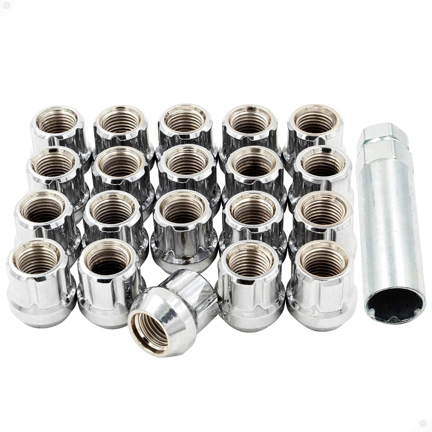 20x OPEN END SPLINE ACORN LUG NUTS 1/2X20 WHEEL NUT Fits Ford DODGE JEEP +1 KEY