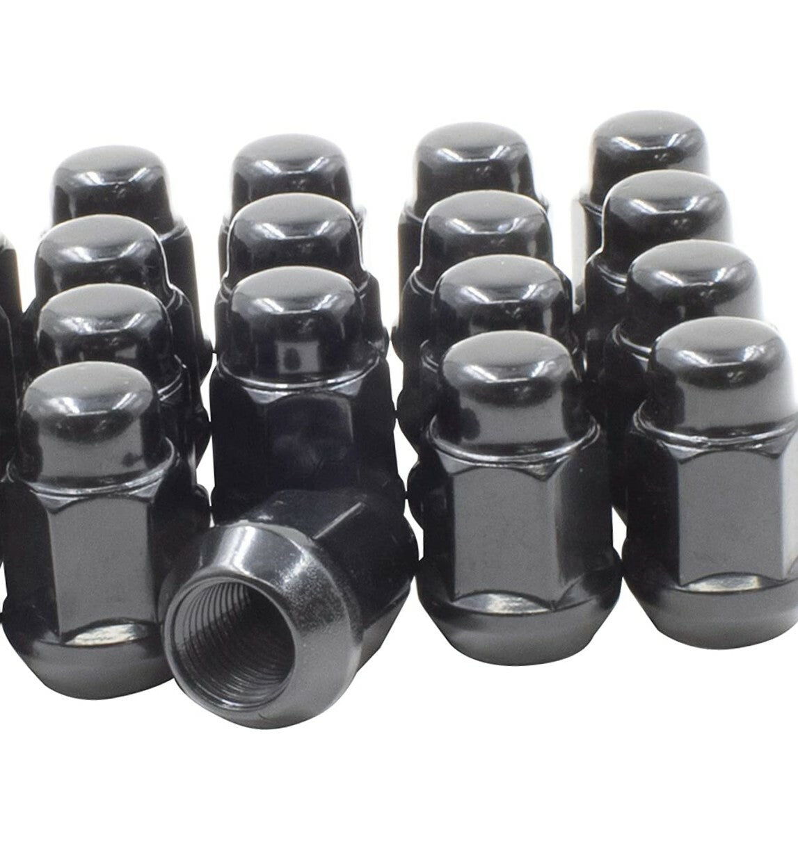 16 Black Bulge Acorn Lug Nuts 1.38" Inch Fits Ford Focus Fiesta EcoSport 12x1.5