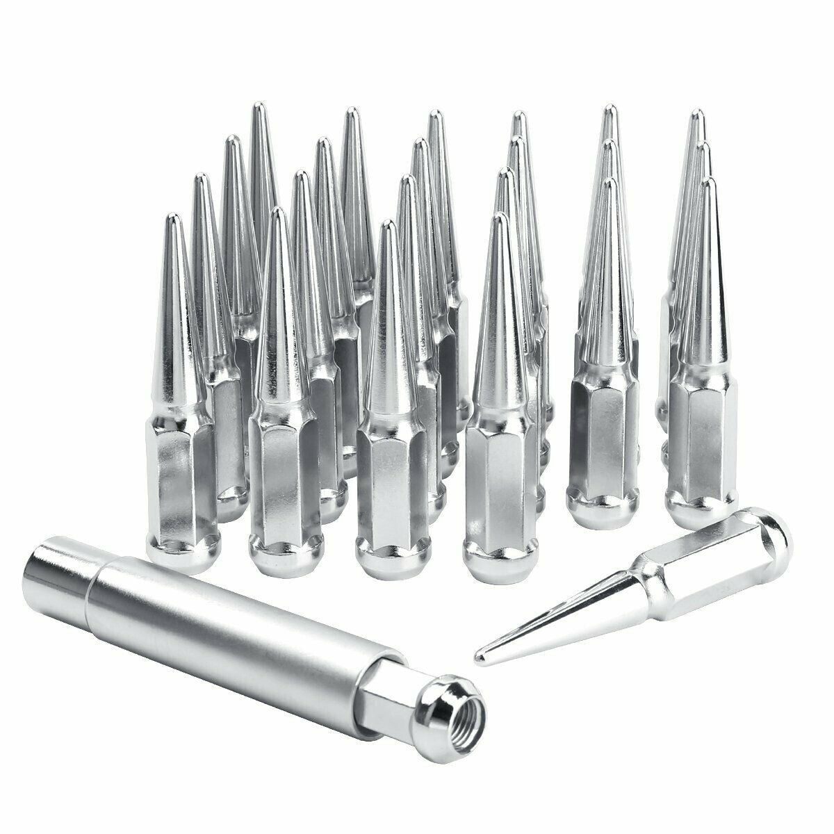 23x Chrome 1/2-20 Spike Lug Nuts Fits Jeep Wrangler JK YJ TJ KK MJ + Security Ke