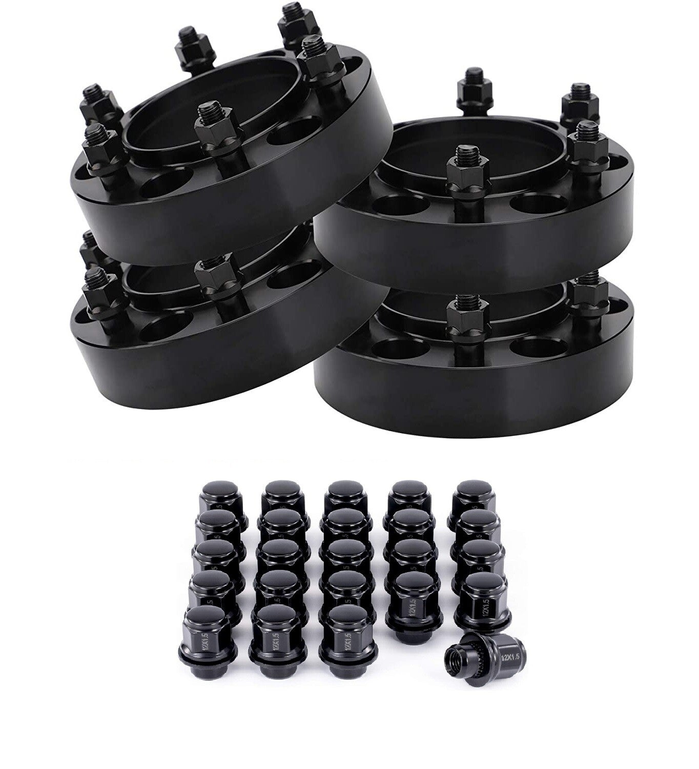 4pc 6x5.5 Hub Centric 2" inch Wheel Spacers For Toyota Trucks +24 Black Lug Nuts