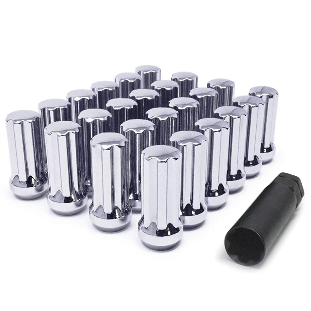 Chrome Spline Lug Nuts 14x1.5 Fits 2017 and Newer Honda Civic Type R FK8 + Key