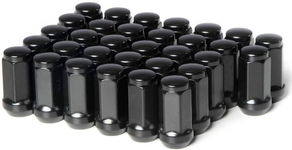 Black Bulge Acorn Lug Nuts 2" Inch Ford Super Duty F-250 F-350 Dodge RAM 9/16