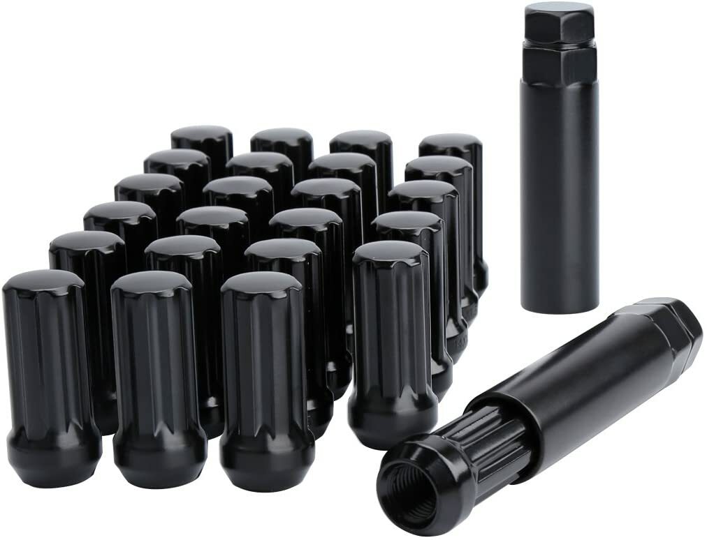 24 Black Spline Lug Nuts Fits 2019 Ram 1500 & Newer 14x1.5 + 1 Security Key
