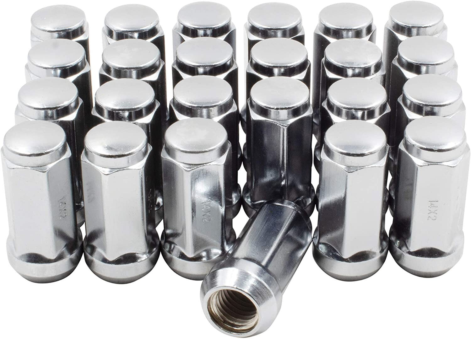 24x Chrome Lug Nuts Bulge Acorn 12x1.5 Fits 2013-2022 Ford Ranger 2" Inch Tall
