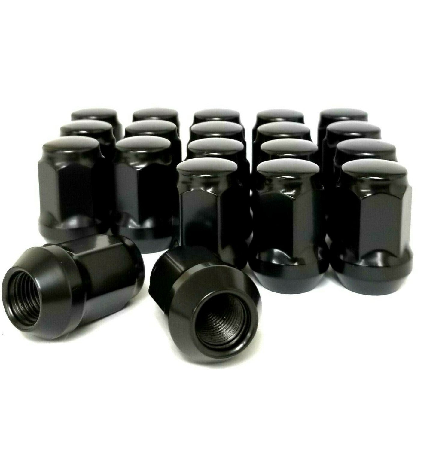 Black Bulge Acorn Lug Nuts 1.38" Inch 12x1.5 Fits Honda Toyota Acura Lexus JDM