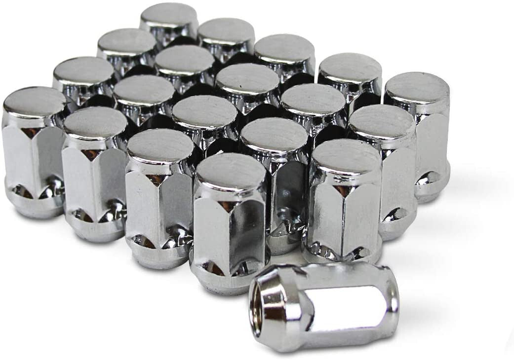 20x Lug Nuts Chrome Bulge Acorn 12x1.5 Chrome Wheel Nut 3/4" Hex 2" Tall