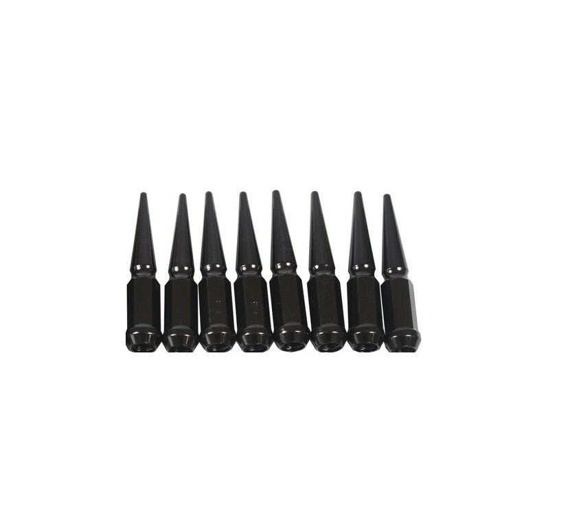 8 Black Spike Lug Nuts 14x1.5 Fits Chevy GMC Sierra Silverado 2500HD 3500HD 4.5"